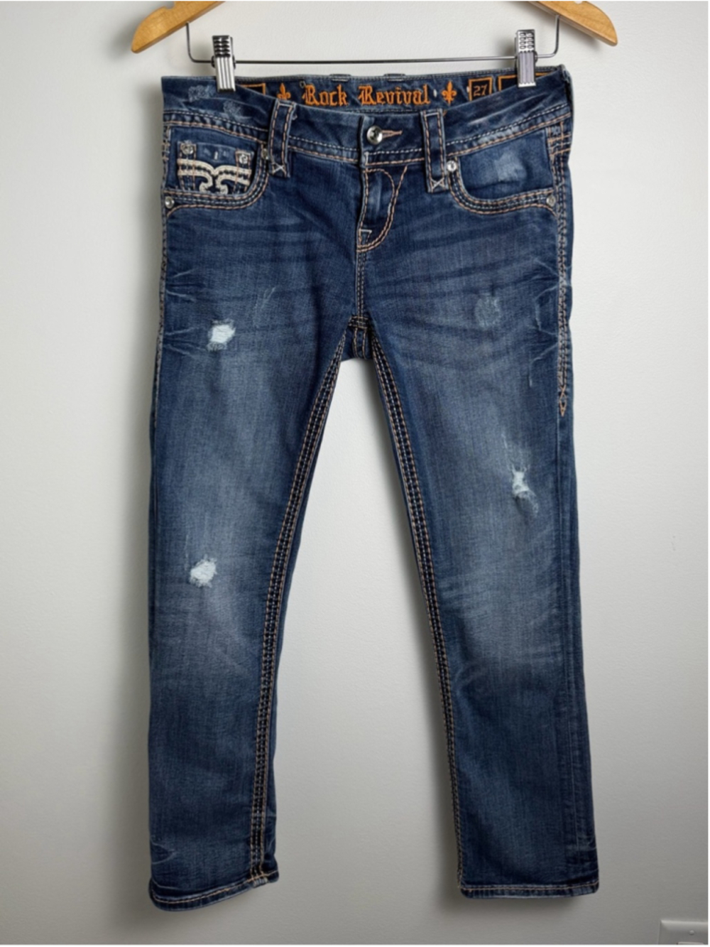 Rock Revival Sukara Crop Jeans Size 27 Low Rise Distressed